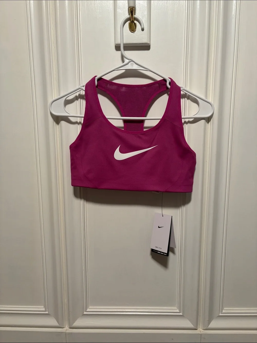Nike Magenta Racerback Sports Bra with White Swoosh